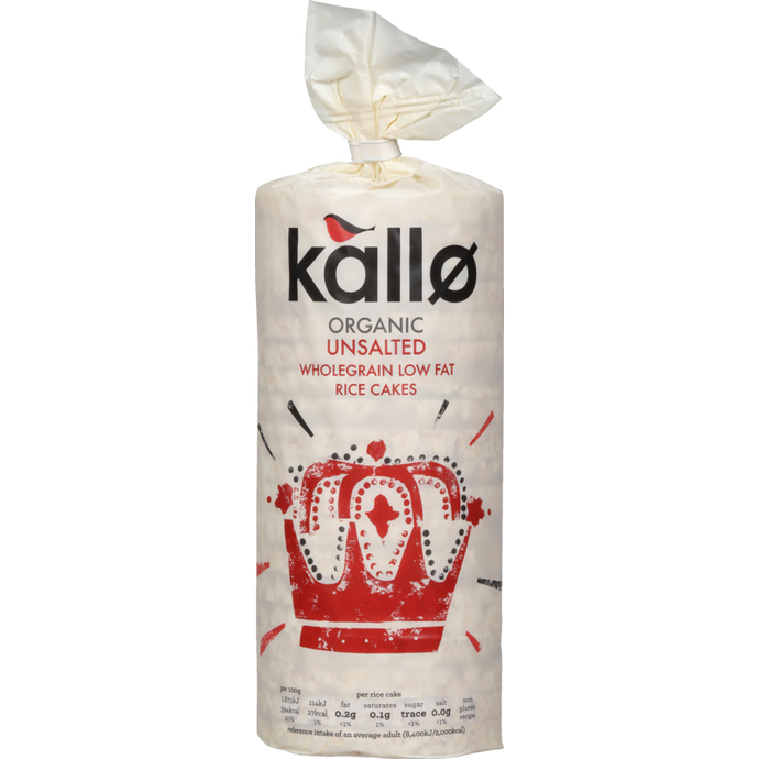 Kallo Organic Unsalted Wholegrain Low Fat Rice Cakes 130g