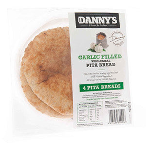 Danny's Pita Bread -  Garlic Wholemeal 4pk