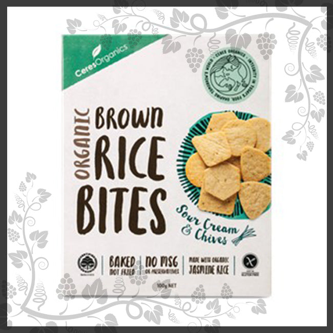 Ceres Organics Brown Rice Bites – Sour Cream & Chives 100g
