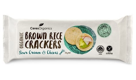 Ceres Organics Organic Brown Rice Crackers Sour Cream & Chives 115g