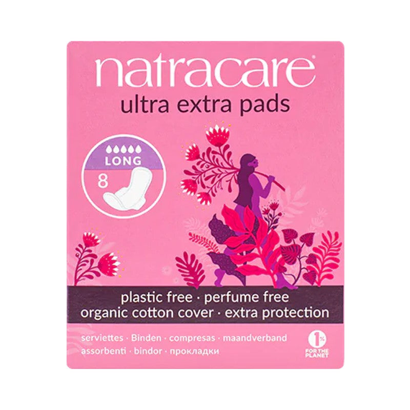 NATRACARE ULTRA EXTRA PADS WITH WINGS LONG 8S